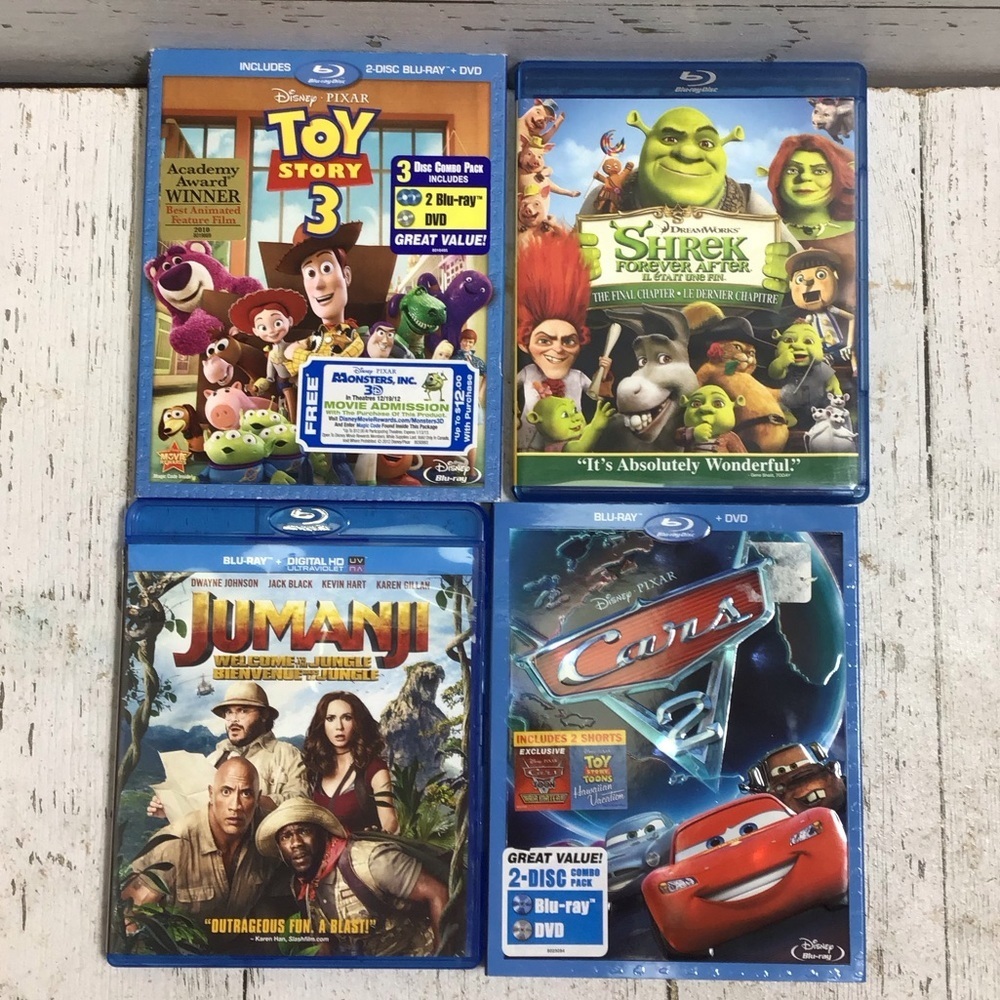 Blu-Ray Lot Toy Story 3 Shrek The Final Chapter Cars 2 Jumanji​​